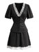 70er Satin Top & Rock Set mit Spitze