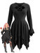 [Übergröße] Schwarzes 70er Kleid mit Cutout