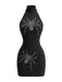 60er Halloween Bodycon-Kleid mit Neckholder und Strass