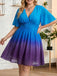 [Übergröße] 50er Chiffonkleid mit Ombre und Smok
