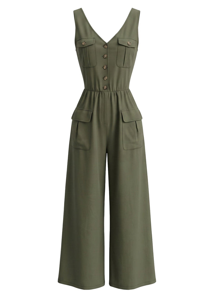 80er ärmelloser Jumpsuit mit Cargotaschen