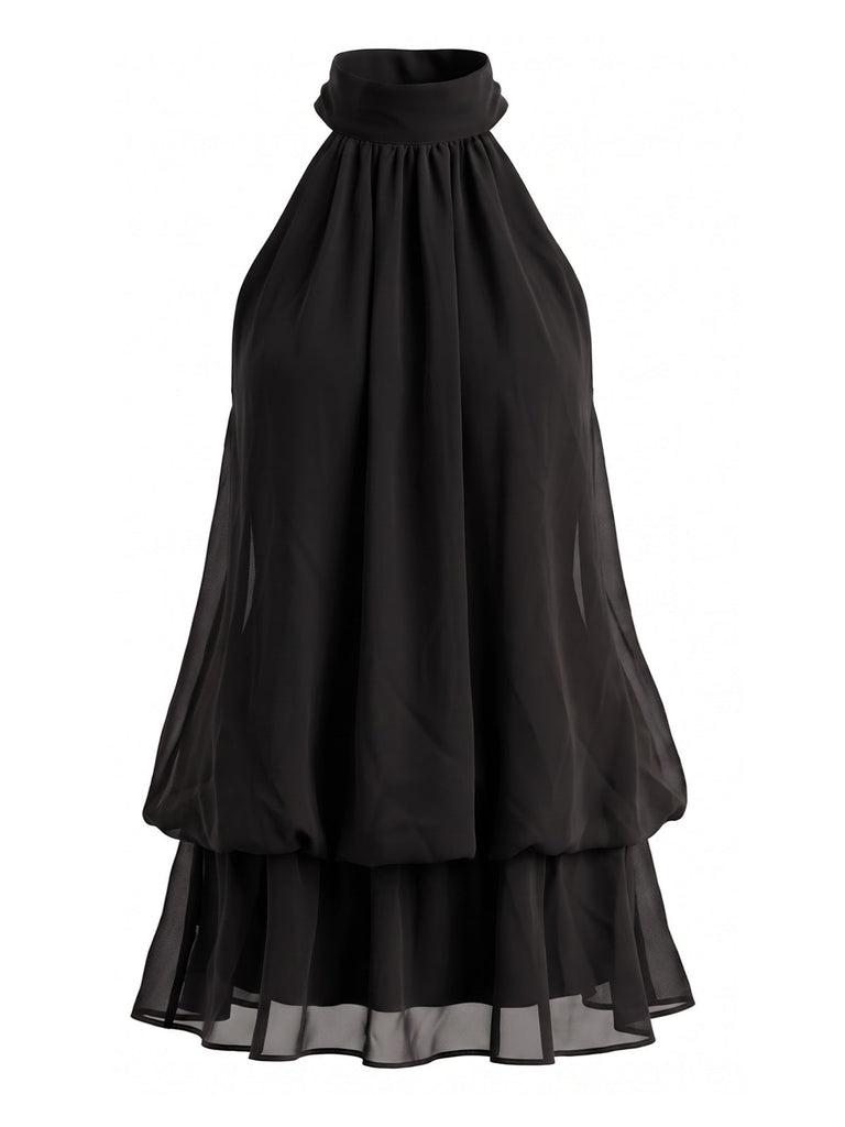 60er Kleid mit Stehkragen und Neckholder