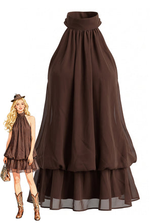 60er Kleid mit Stehkragen und Neckholder