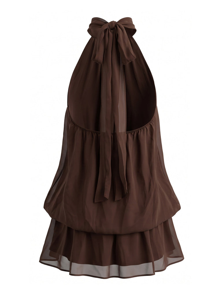 60er Kleid mit Stehkragen und Neckholder