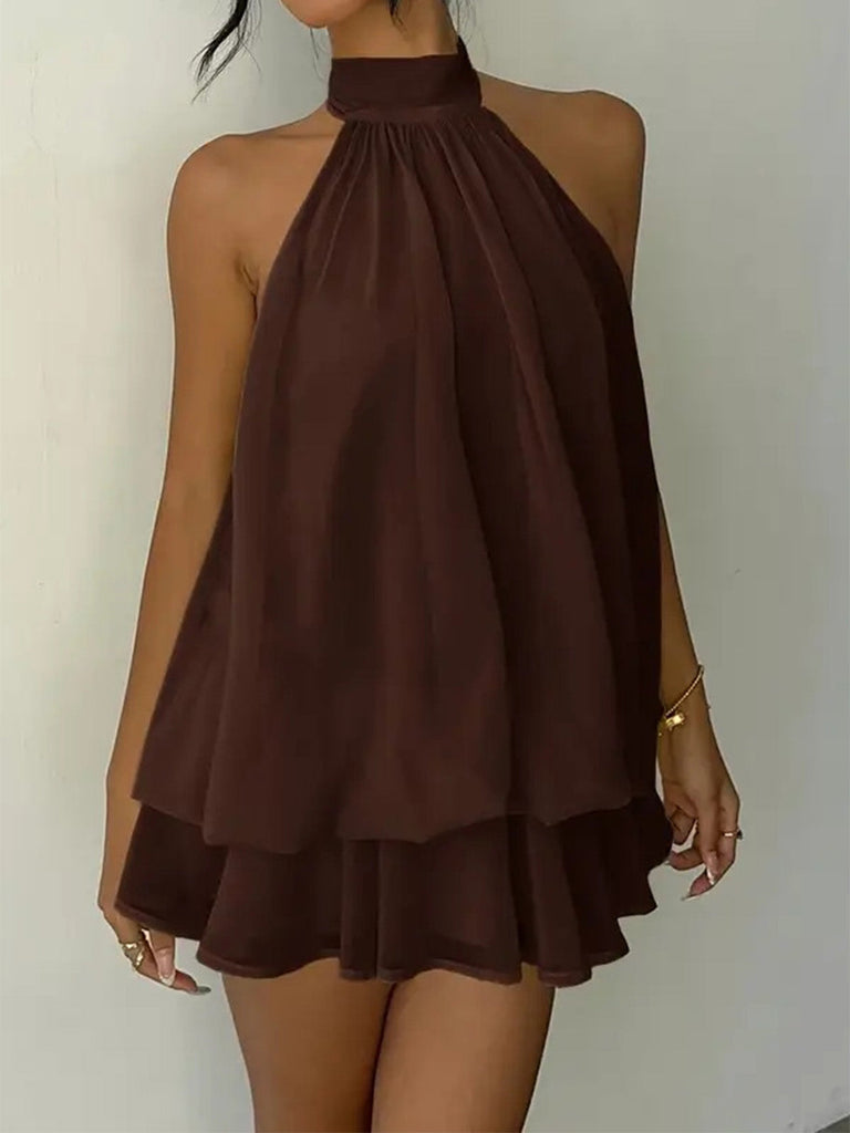 60er Kleid mit Stehkragen und Neckholder