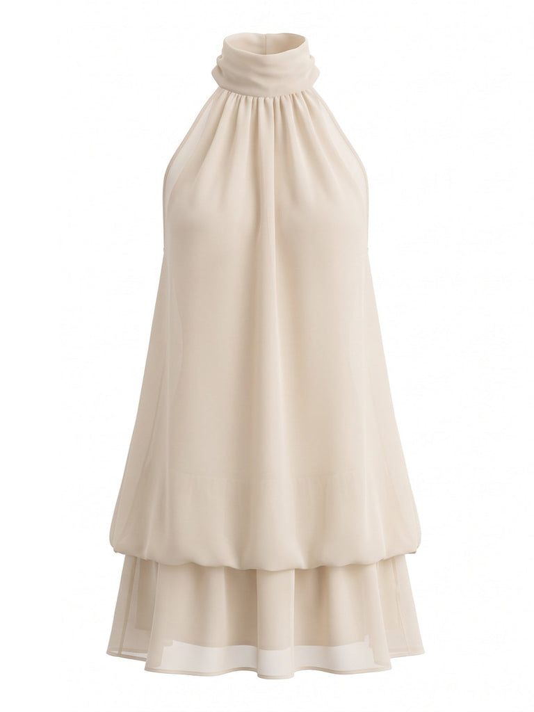 60er Kleid mit Stehkragen und Neckholder