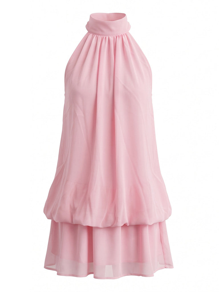 60er Kleid mit Stehkragen und Neckholder