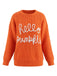 Orange 40er Strickpullover mit Buchstaben-Print und Rundhals