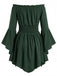 40er schulterfreies Smockkleid mit Raffung und Fledermaus