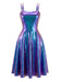 70er Metallic-Kleid mit Holografie und Doppelträgern