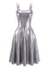 70er Metallic-Kleid mit Holografie und Doppelträgern