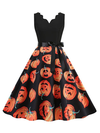 50er Ärmelloses Swingkleid