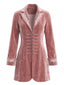 Rosa 50er Samtjacke mit Blumenstickerei und Revers