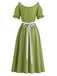 Grünes 70er Maxikleid mit Eckiger Ausschnitt und Rüschen