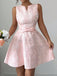 Rosa 60er Ärmelloses Jacquard-Kleid mit Schleife und A-Linie