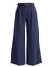 Dunkelblaue 60er Marlenehose mit Gürtel und hoher Taille