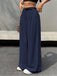 Dunkelblaue 60er Marlenehose mit Gürtel und hoher Taille