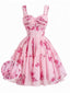 [Vorverkauf] Rosa 50er Tüllkleid mit Blümchenprint und Rückenschnürung