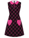Schwarz-rosa 60er Kleid mit Karos und Peter-Pan-Kragen
