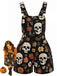 70er Overall-Romper mit Totenkopf- und Daisy-Print