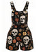 70er Overall-Romper mit Totenkopf- und Daisy-Print