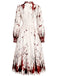 Rot-weißes 50er Kleid mit Fledermaus und Blutprint