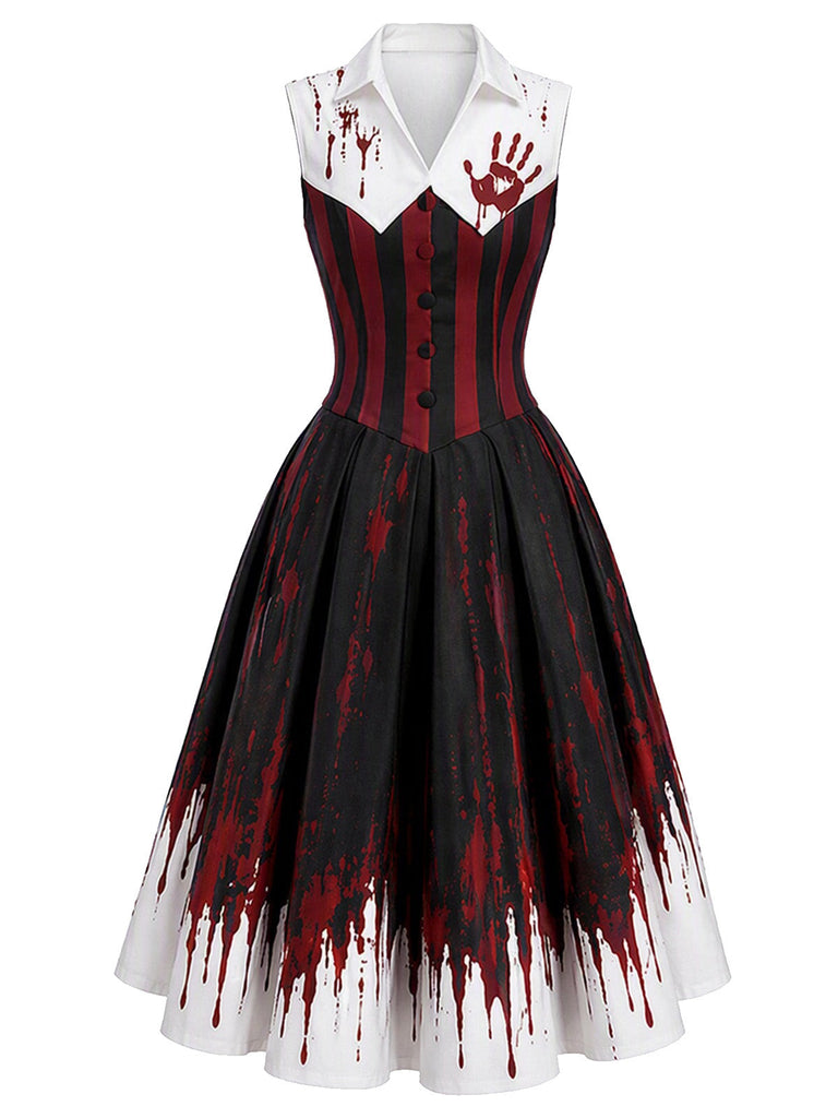 60er Swingkleid mit blutigem Handabdruck-Print
