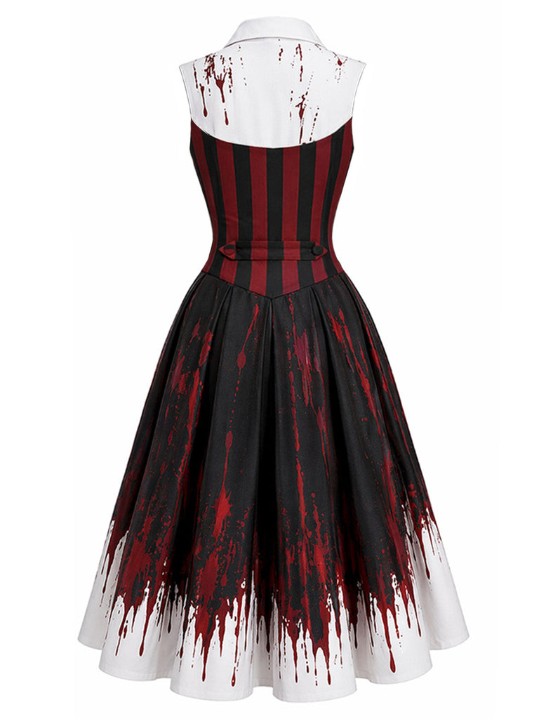60er Swingkleid mit blutigem Handabdruck-Print