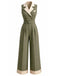 30er Ärmelloses Jumpsuit mit Reverskragen und Knopf