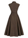 Braunes 40er Kleid mit Reverskragen und Gürtel