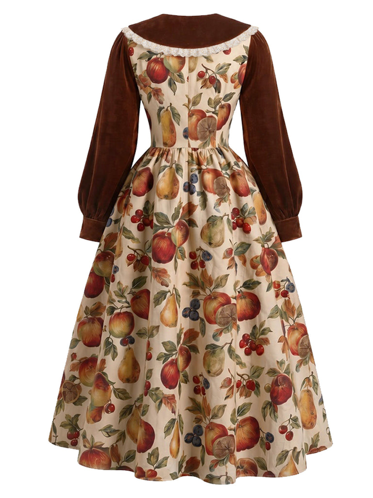 50er Swingkleid mit Früchte-Print und Chelsea-Kragen