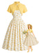 Hellgelbes 50er Swingkleid & Bolero mit Blumen