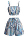 70er Geometrie-Set mit Crop-Top und Shorts