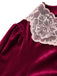 50er Samt-Midikleid mit Spitzenkragen und Rüschenärmeln