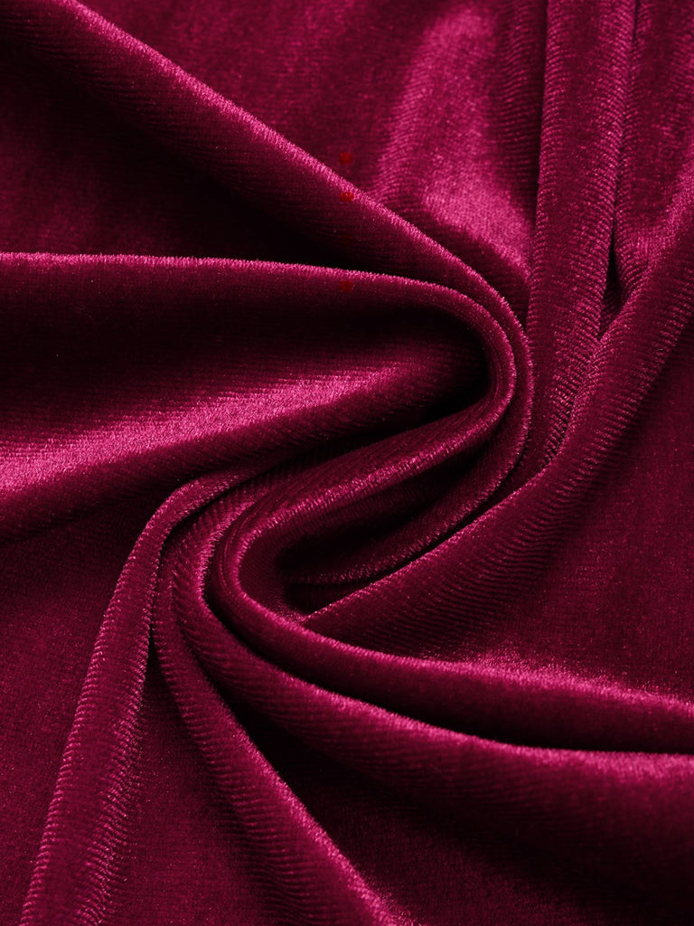 50er Samt-Midikleid mit Spitzenkragen und Rüschenärmeln