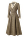 Braunes 40er Kleid im Zweiteiler-Look mit Rüschen