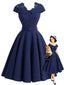 [Vorverkauf] 50er Kleid mit Spitzen-Patchwork und Carmen-Ausschnitt