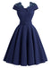 50er Kleid mit Spitzen-Patchwork und Carmen-Ausschnitt