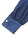 Marineblaue 80er Bluse mit Chiffonpartien und Einsätzen in Denim-Optik