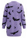 Orangefarbener 70er Halloween Cardigan mit Fledermaus und Mond