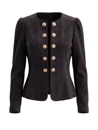 80er Blazer mit Wildleder-Optik und Doppelreiher