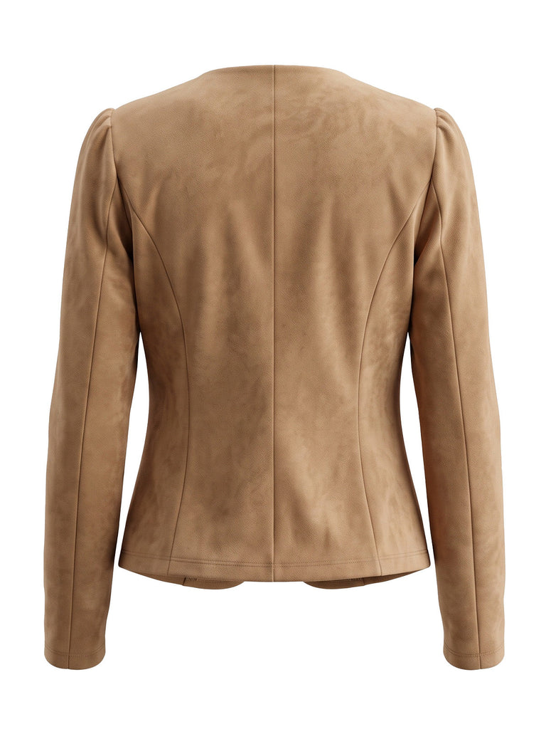 80er Blazer mit Wildleder-Optik und Doppelreiher