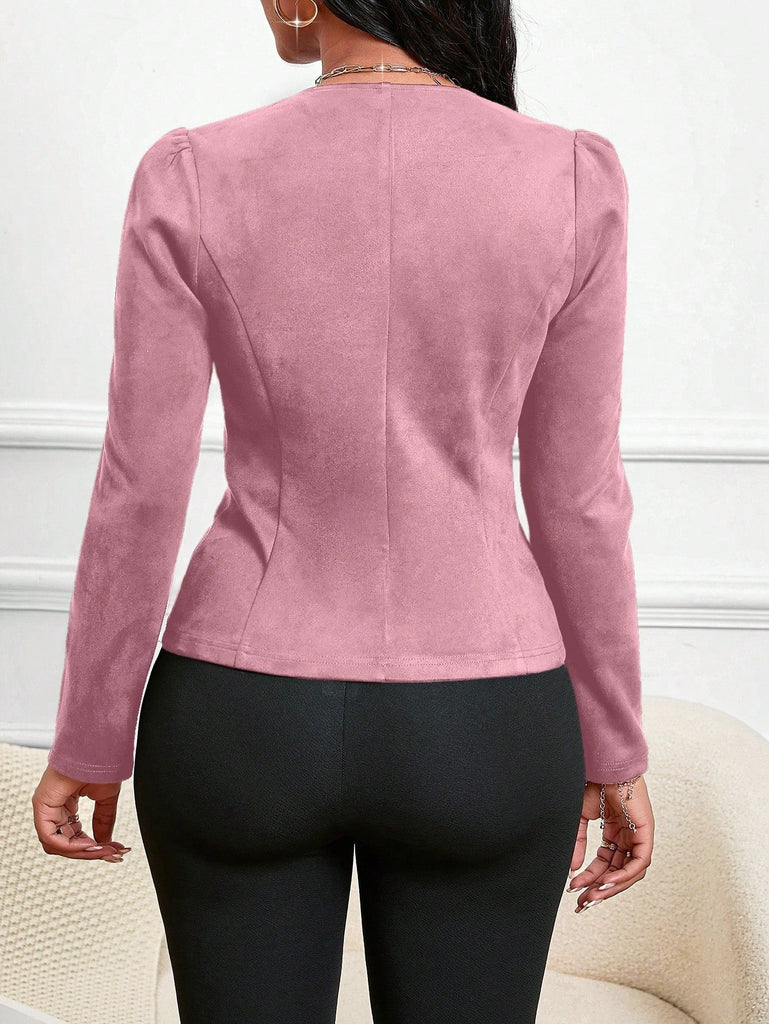80er Blazer mit Wildleder-Optik und Doppelreiher