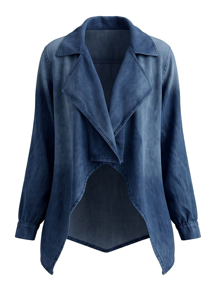 Blaue 70er Jeansjacke mit Revers