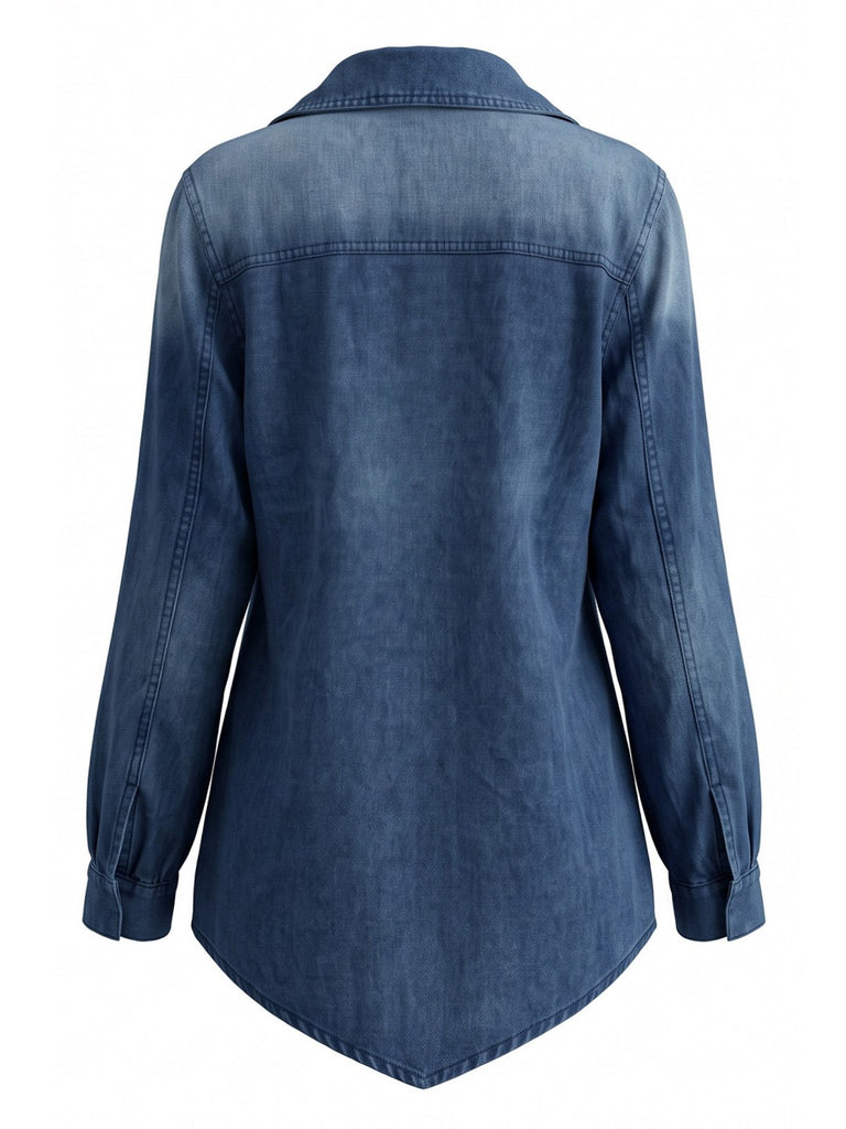 Blaue 70er Jeansjacke mit Revers