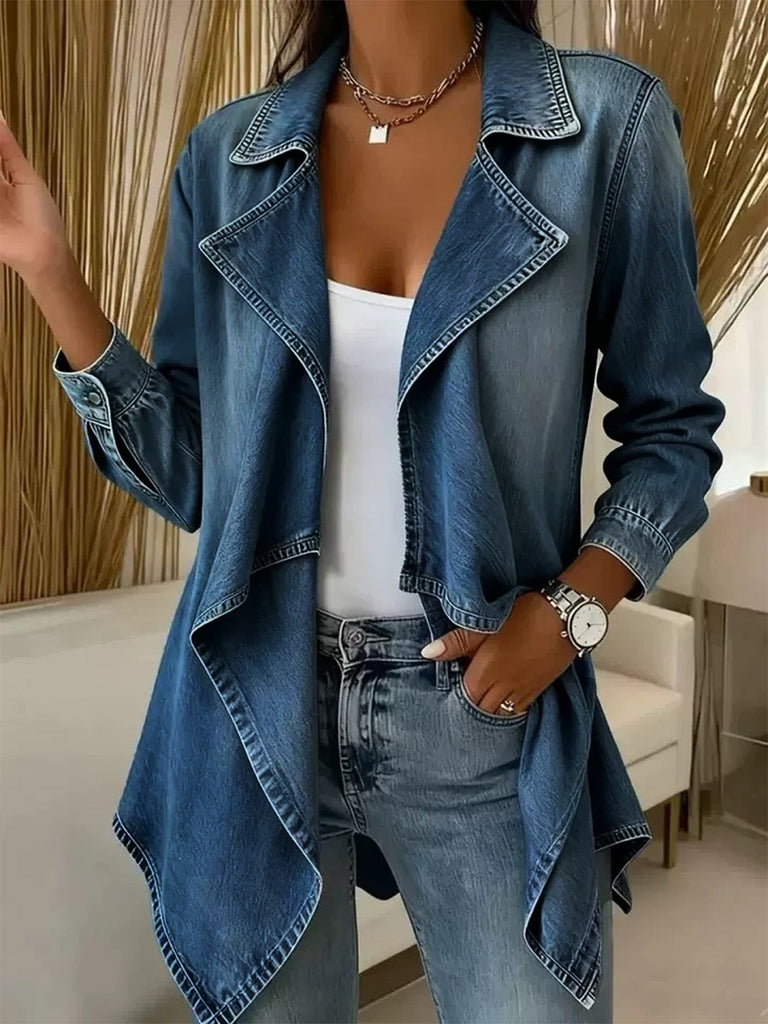Blaue 70er Jeansjacke mit Revers