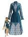 70er Spitzenkleid mit V-Ausschnitt und asymmetrischem Saum