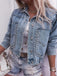 Hellblaue 70er Jeans-Jacke mit Tasche
