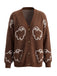 70er Halloween-Strick-Cardigan mit Geister-Print und Knopfleiste