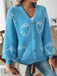 70er Halloween-Strick-Cardigan mit Geister-Print und Knopfleiste